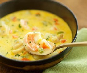 Суп с креветками и сыром